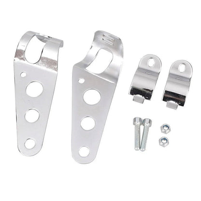 Fork Mount Headlight Brackets for Cafe Racer Bobber Chopper Silver