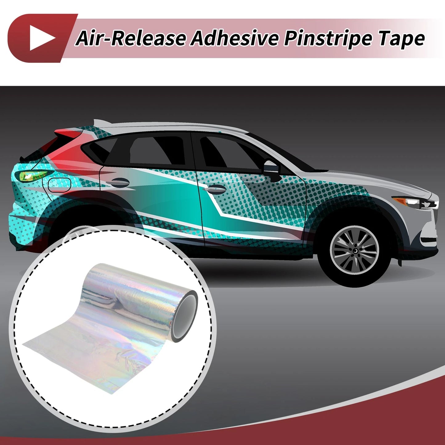 Pinstripe Tape 200mm x 50m for Car Motorcycle Boat Laser Silver Tone (1 Pcs)