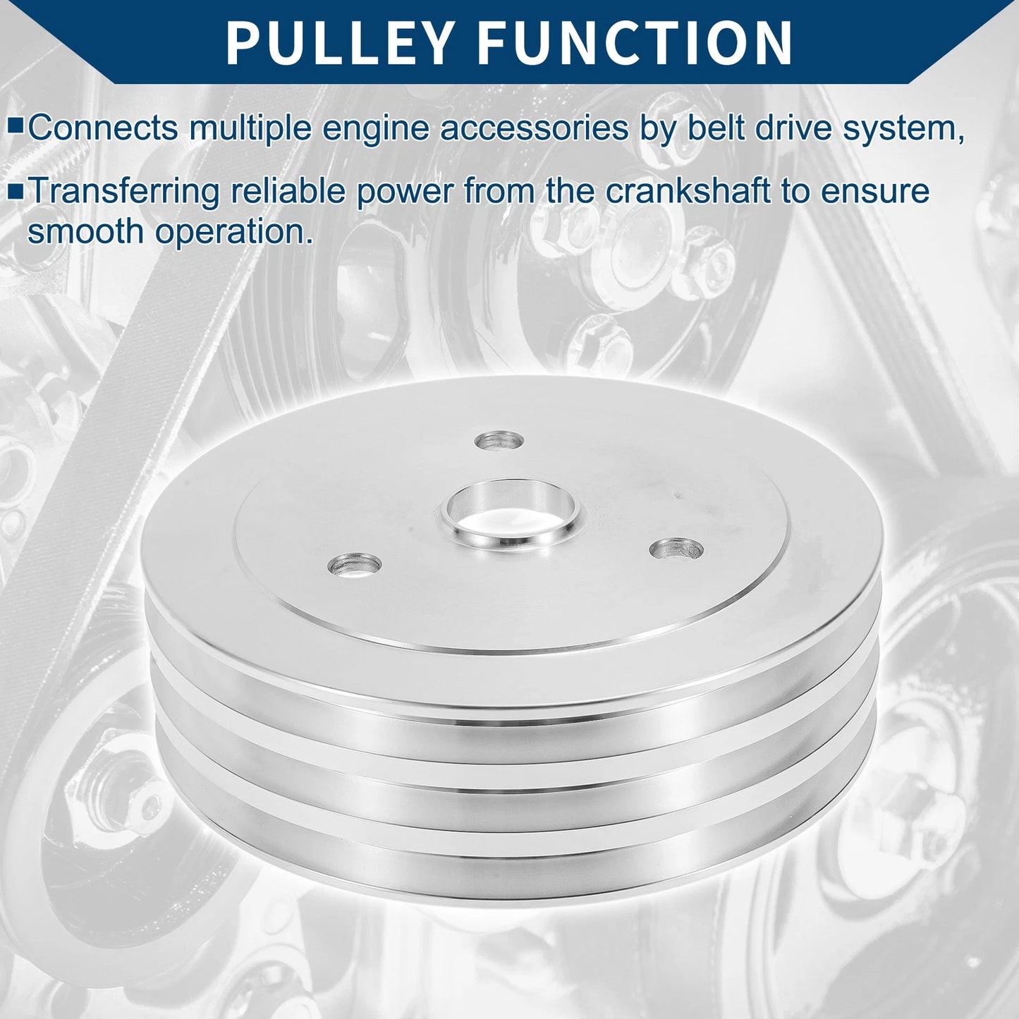 3 SWP Triple-Groove Short Water Pump Crank Pulley for Chevy SBC 265 (1967–1986)