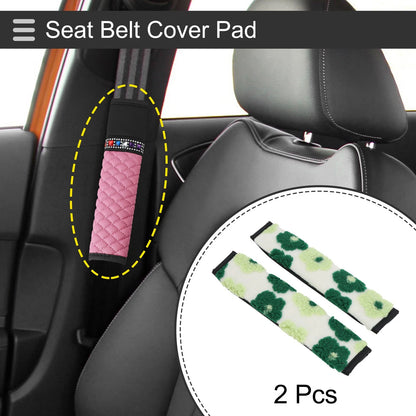 Set of 2 Green Seat Belt Cover Pads for Universal Fit (30cm)