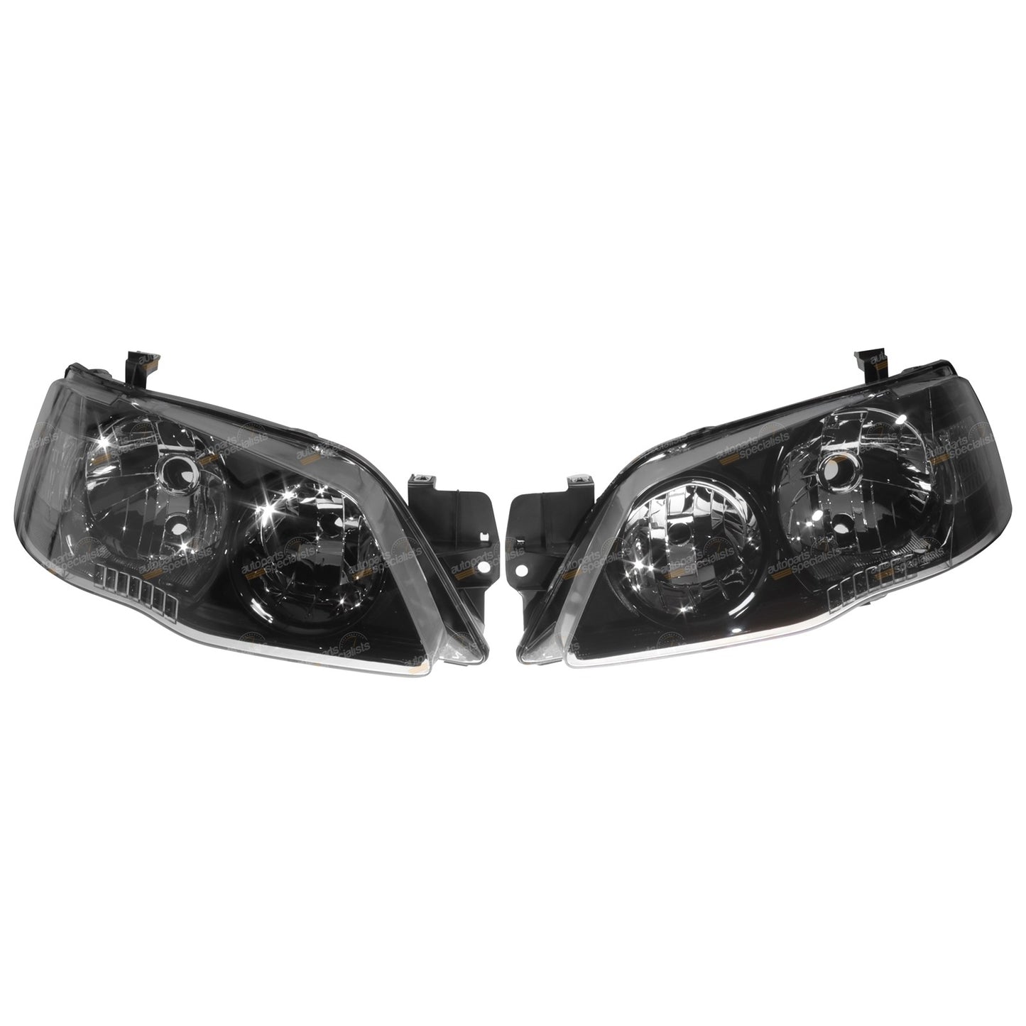 Set of 2 Black Headlights for Ford Falcon BF Series 2 (2006–2008)