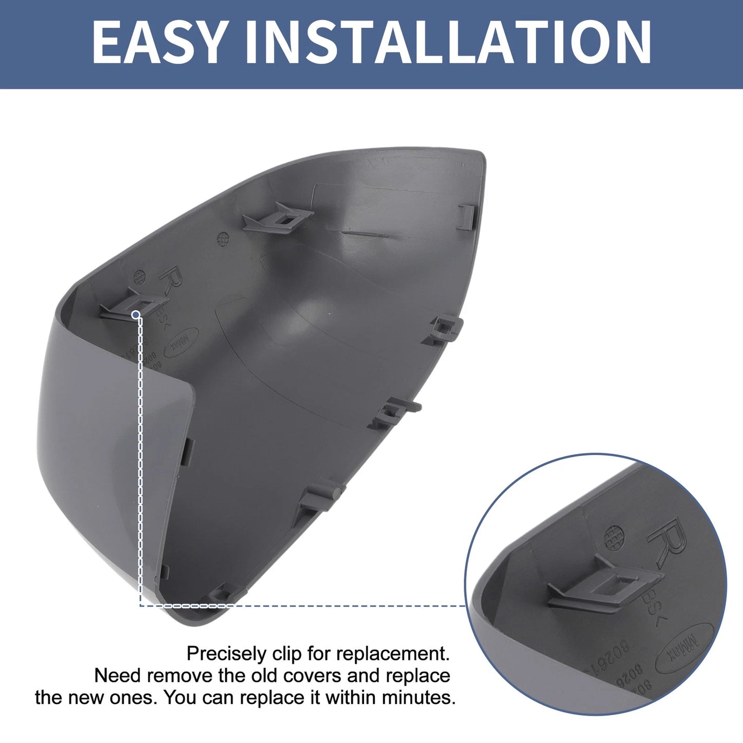 Right Driver Side Mirror Cover Cap for Dacia Lodgy (2012–2023) Gloss Gray