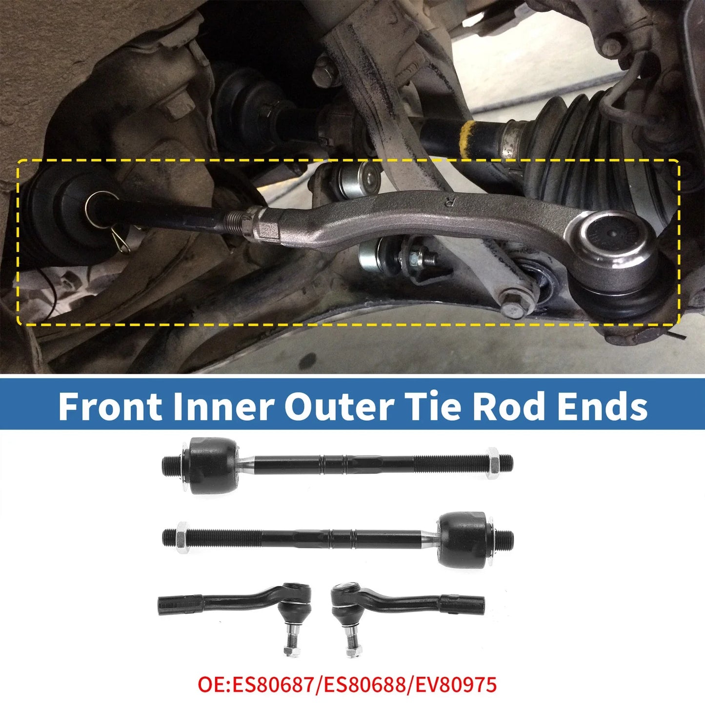 4pcs Front Inner Outer Tie Rod Ends for Mercedes-Benz C55 (2005-2006)
