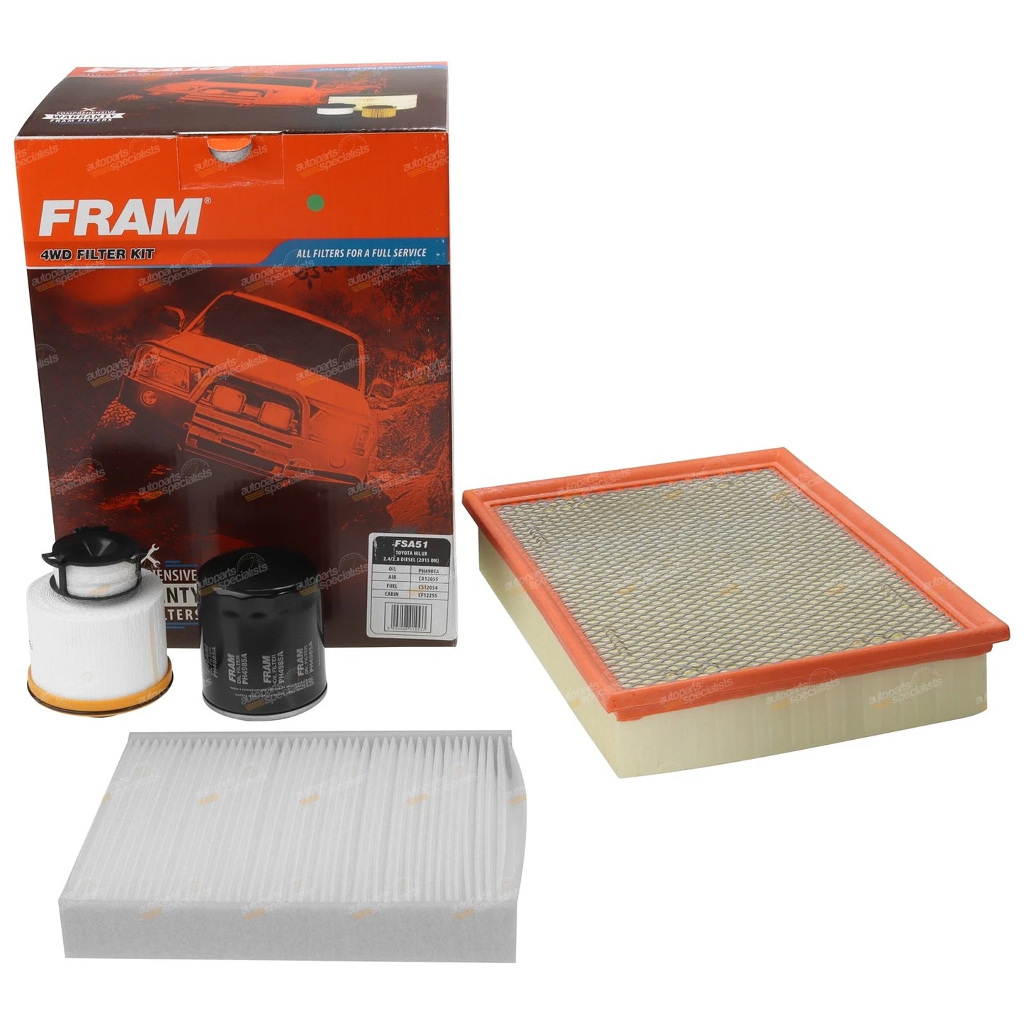 Air Oil Fuel Cabin Filter Service Kit for Hilux (2015–2023)