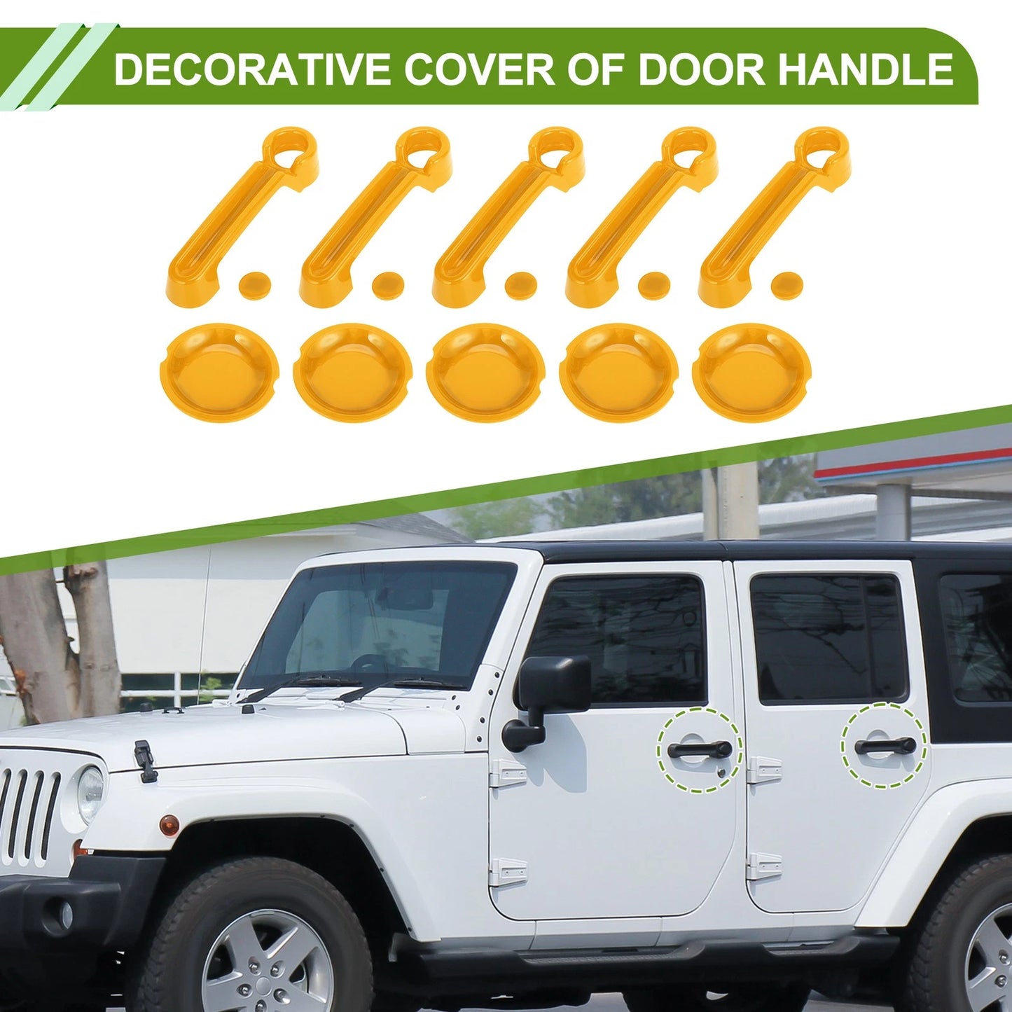Set of 4 Decorative Door Handle Covers for Jeep Wrangler JK JKU (2007–2018) Yellow ABS
