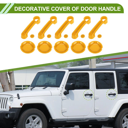Set of 4 Decorative Door Handle Covers for Jeep Wrangler JK JKU (2007–2018) Yellow ABS