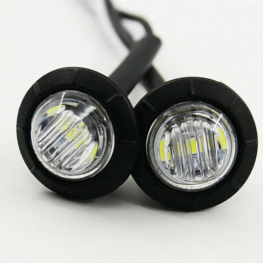 4x White Round LED Bullet Button Side Marker Lights for Car Truck Trailer DC 12V