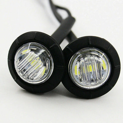 4x White Round LED Bullet Button Side Marker Lights for Car Truck Trailer DC 12V