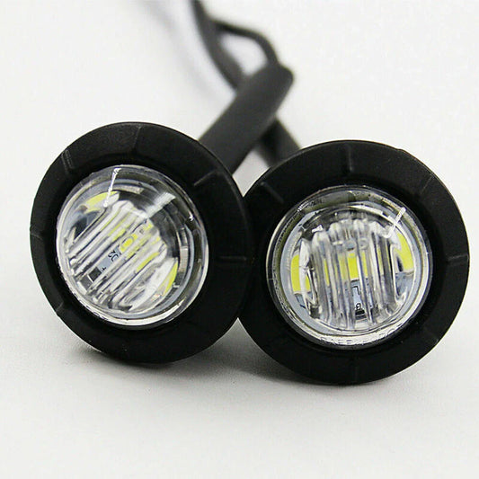 4x White Round LED Bullet Button Side Marker Lights for Car Truck Trailer DC 12V