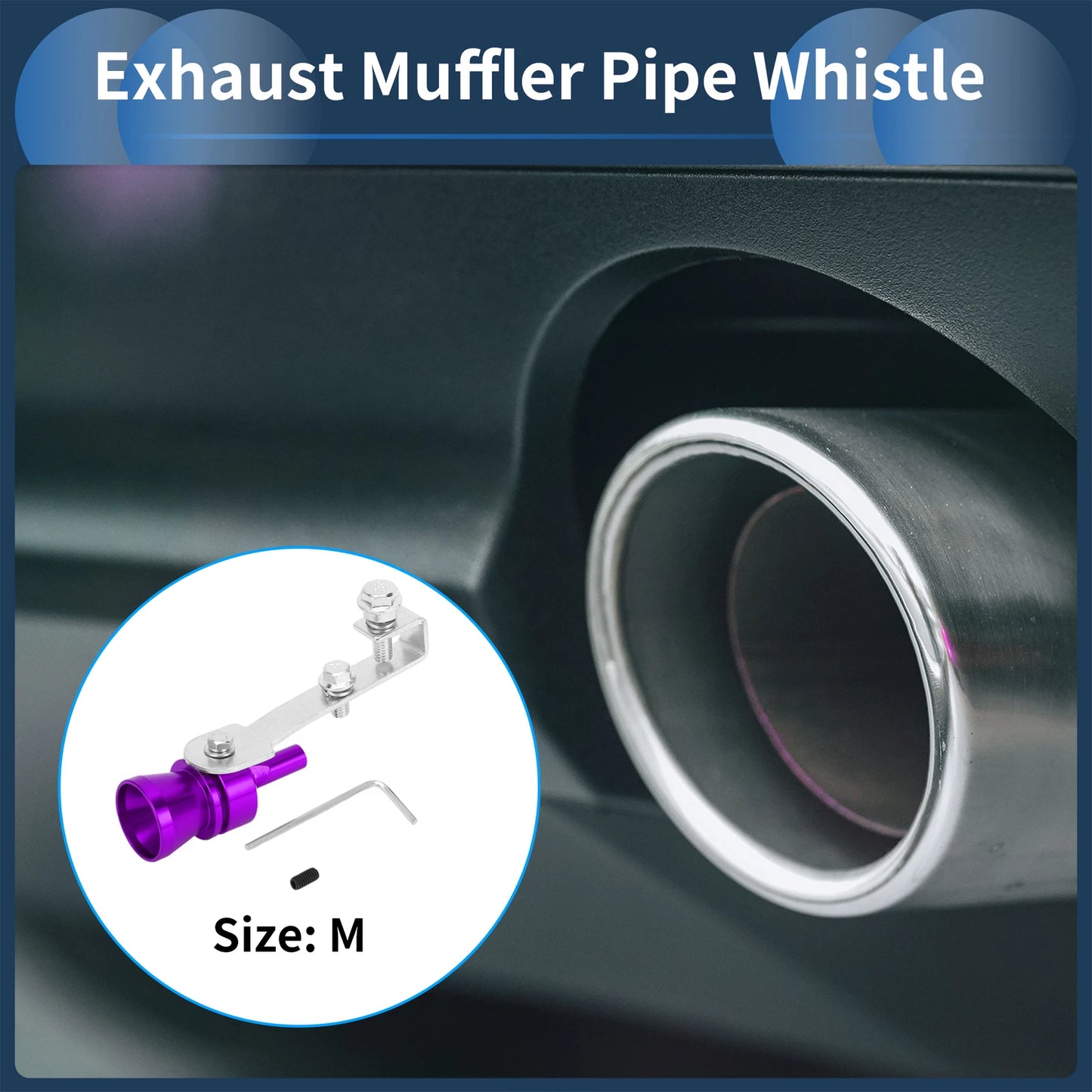 Turbo Sound Exhaust Muffler Pipe Whistle for Universal Fit (1 Set)