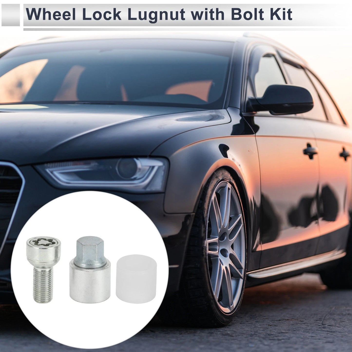 Type S Wheel Lock Lugnut Set with Bolt Kit & Nut Removal Key for Audi A4L A5 (2013–2020)