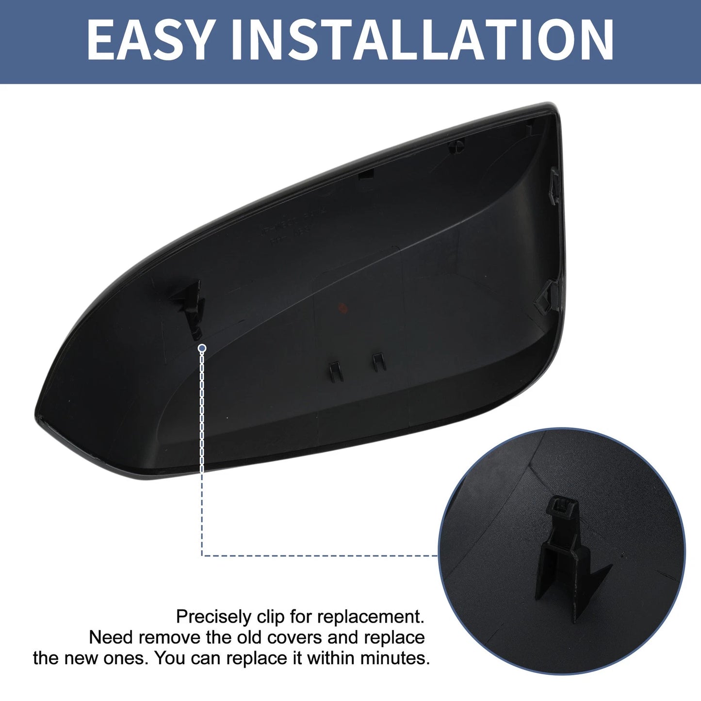 Right Side Mirror Cover Cap for Toyota RAV4 (2019–2023) Gloss Black