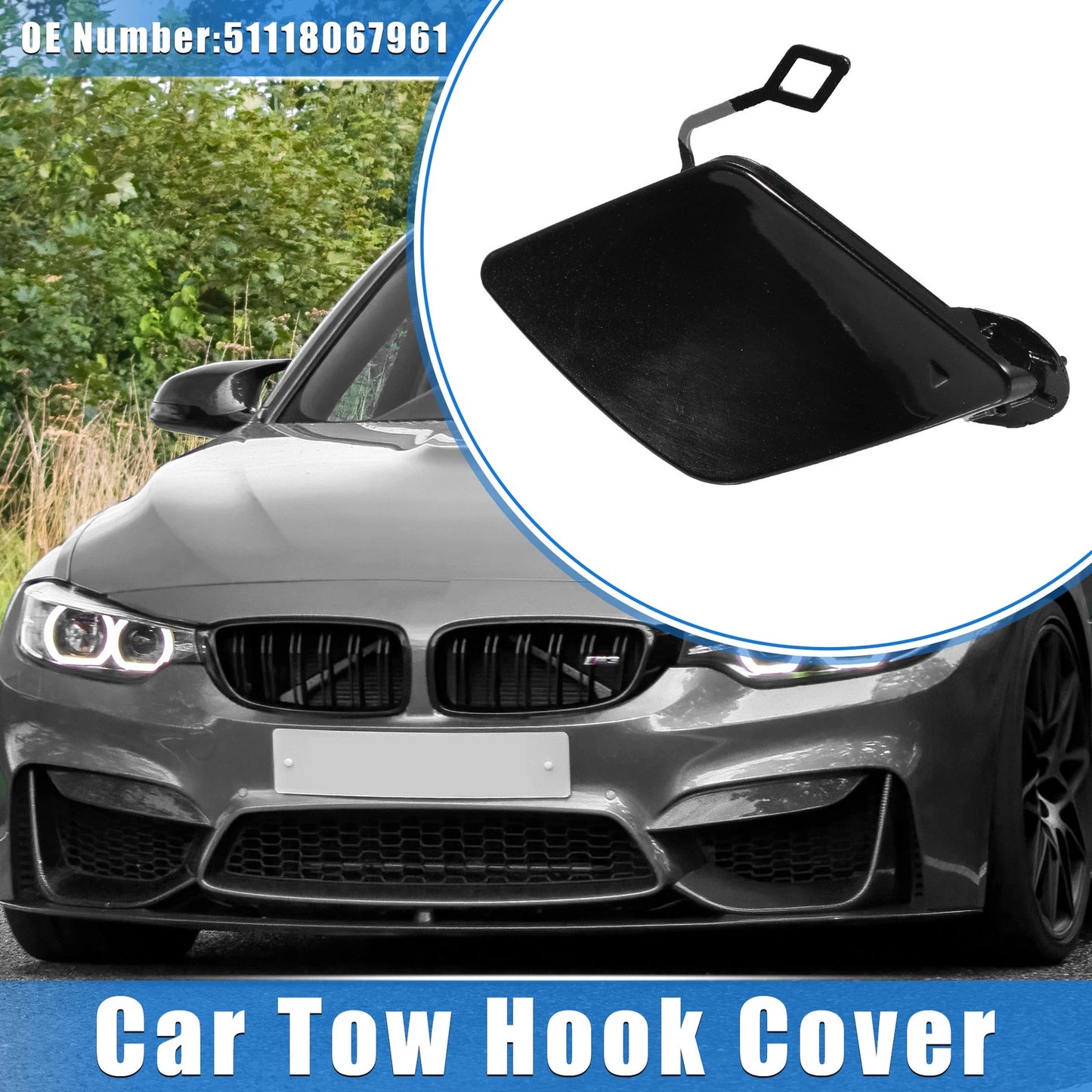 Tow Hook Eye Hole Cover for BMW 320i (2013–2018) - Plastic Black