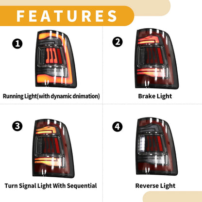 OLED Brake Tail Lights Assembly for Dodge RAM 1500 2500 3500 (2019–2023)