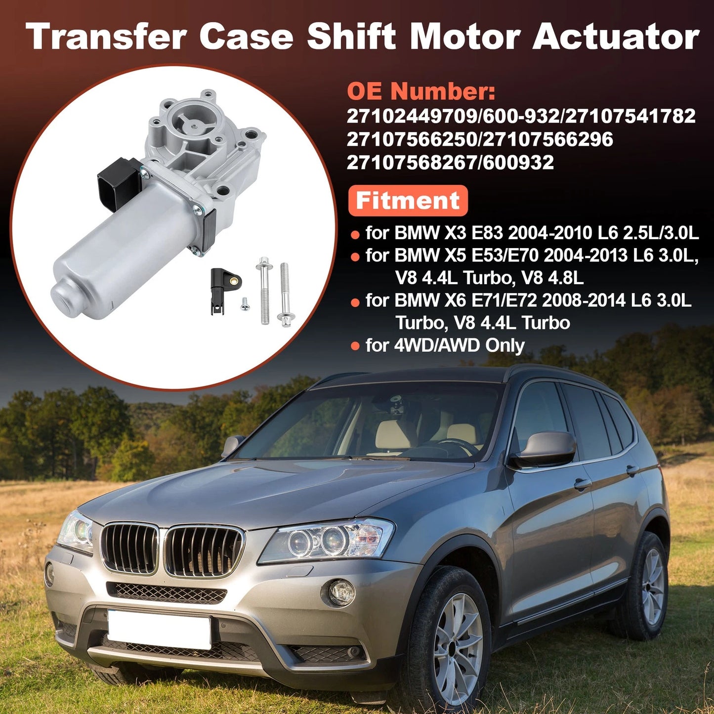 Transfer Case Shift Motor 600-932 for BMW X3 (2004–2010), X5 (2004–2013), X6