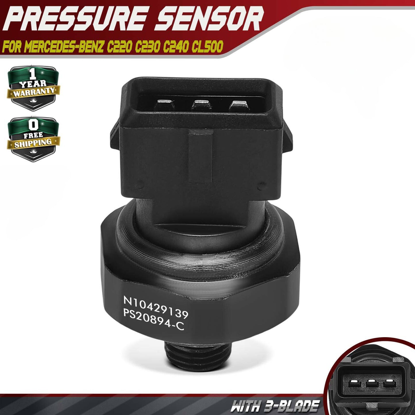 HVAC Pressure Transducer for Mercedes-Benz W202 C220 (1994–2000)