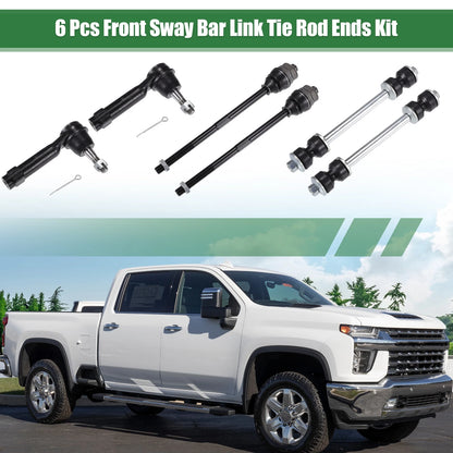 6pcs Front Suspension Kit Inner Outer Tie Rod End for Cadillac Escalade ESV (2007–2020)