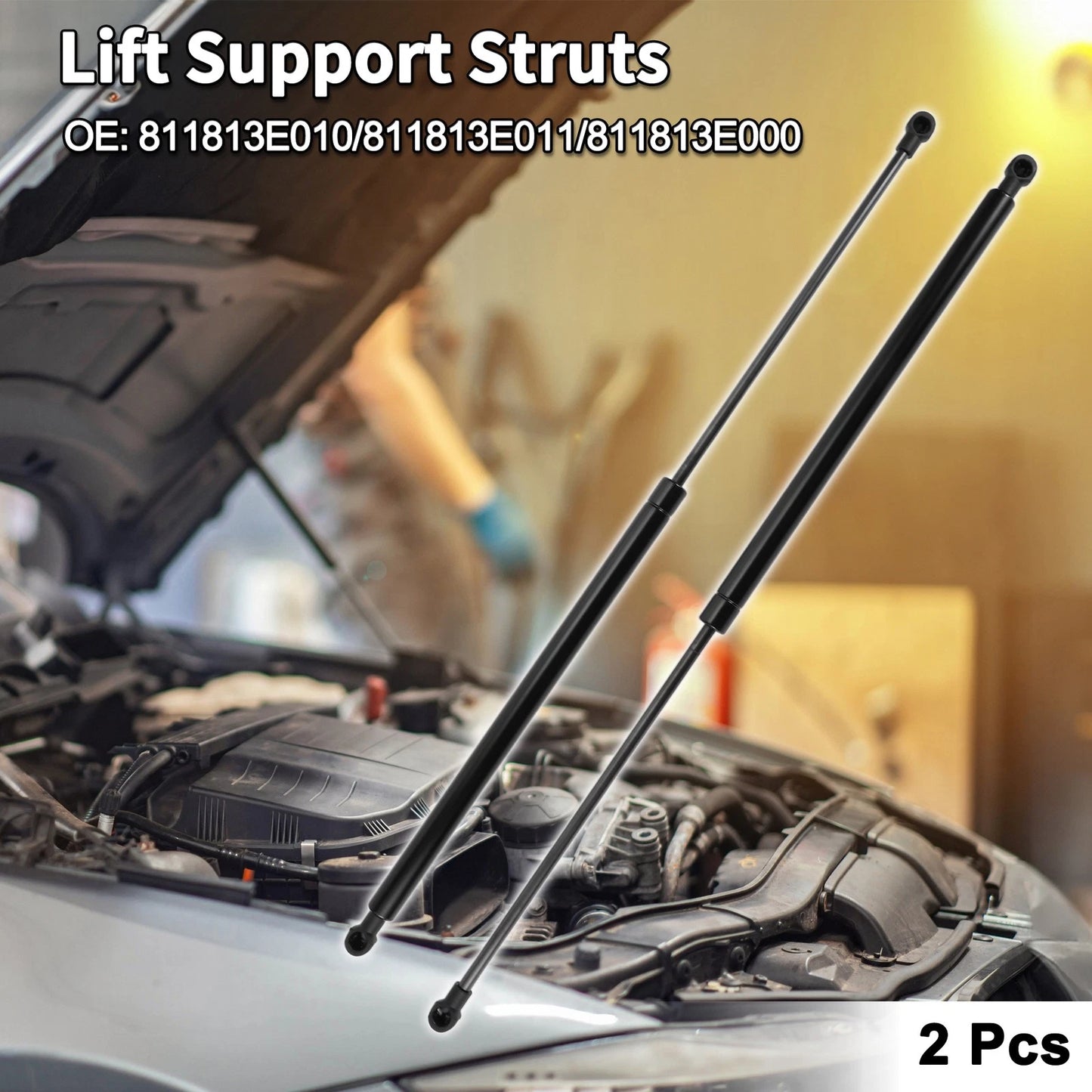 Set of 2 Front Hood Lift Supports Struts No. 811813E010 for Kia Sorento (2003–2009)