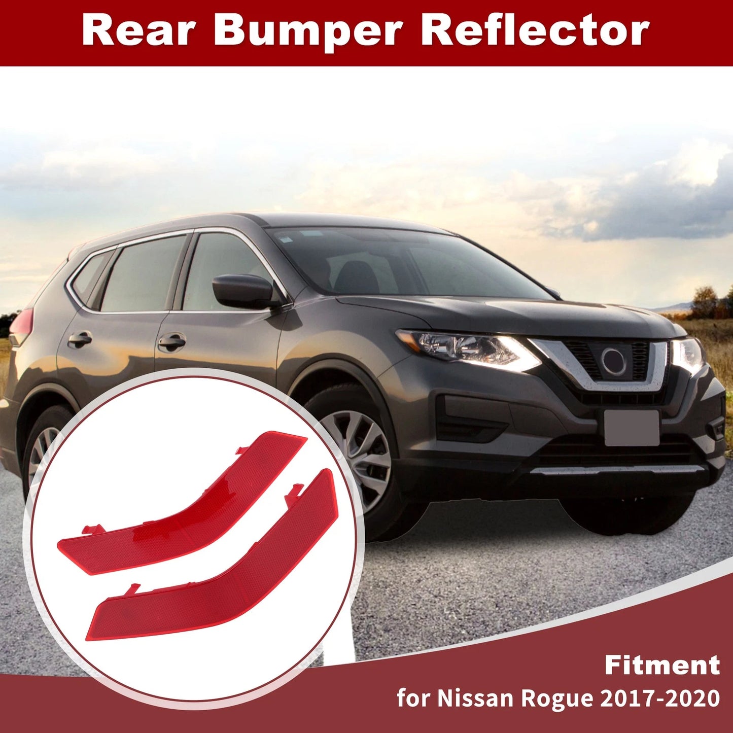 1 Pair Rear Bumper Reflector Side Marker for Nissan Rogue (2017–2020) No. 265656FV0B