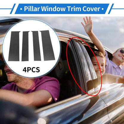 4 Pcs Door Pillar Window Trim for Chevy Colorado (2015-2020) Black Carbon Fiber