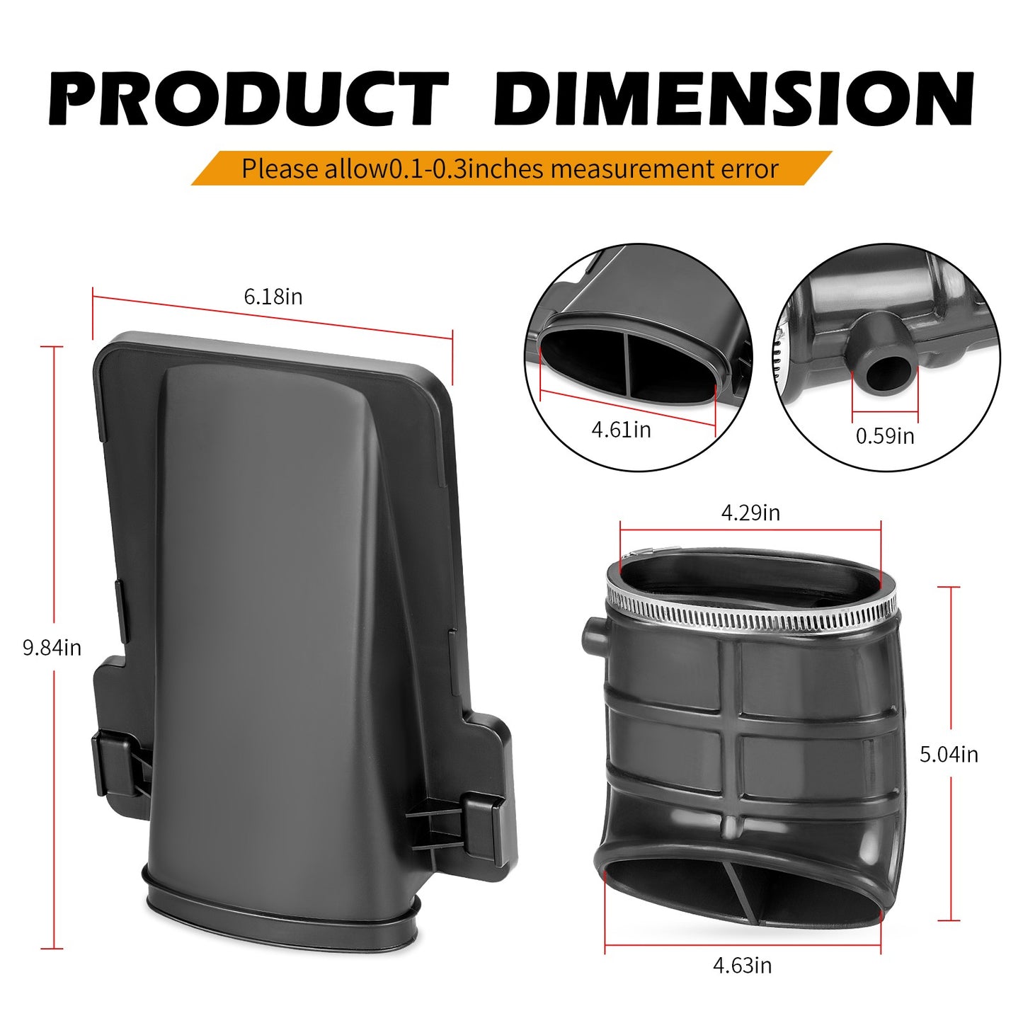 Airbox Lid Cover & Duct with Elbow Pipe for Yamaha Raptor 660R (2001–2005)