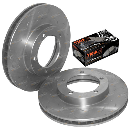 Front Drilled and Slotted Disc Rotors with Brake Pads for Landcruiser (1990–1999)