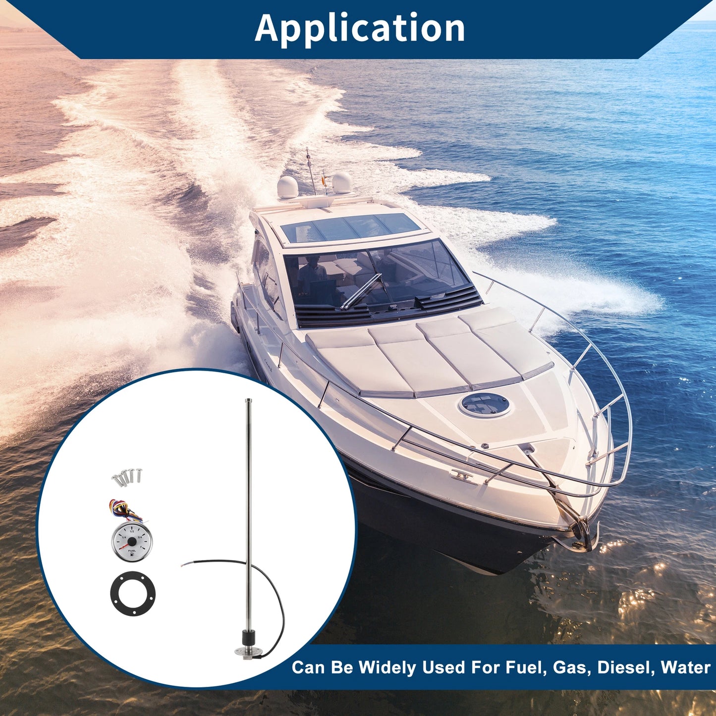 Fuel Sending Unit and Gauge Kit 0-190 Ohm 25" for Boat Car Truck