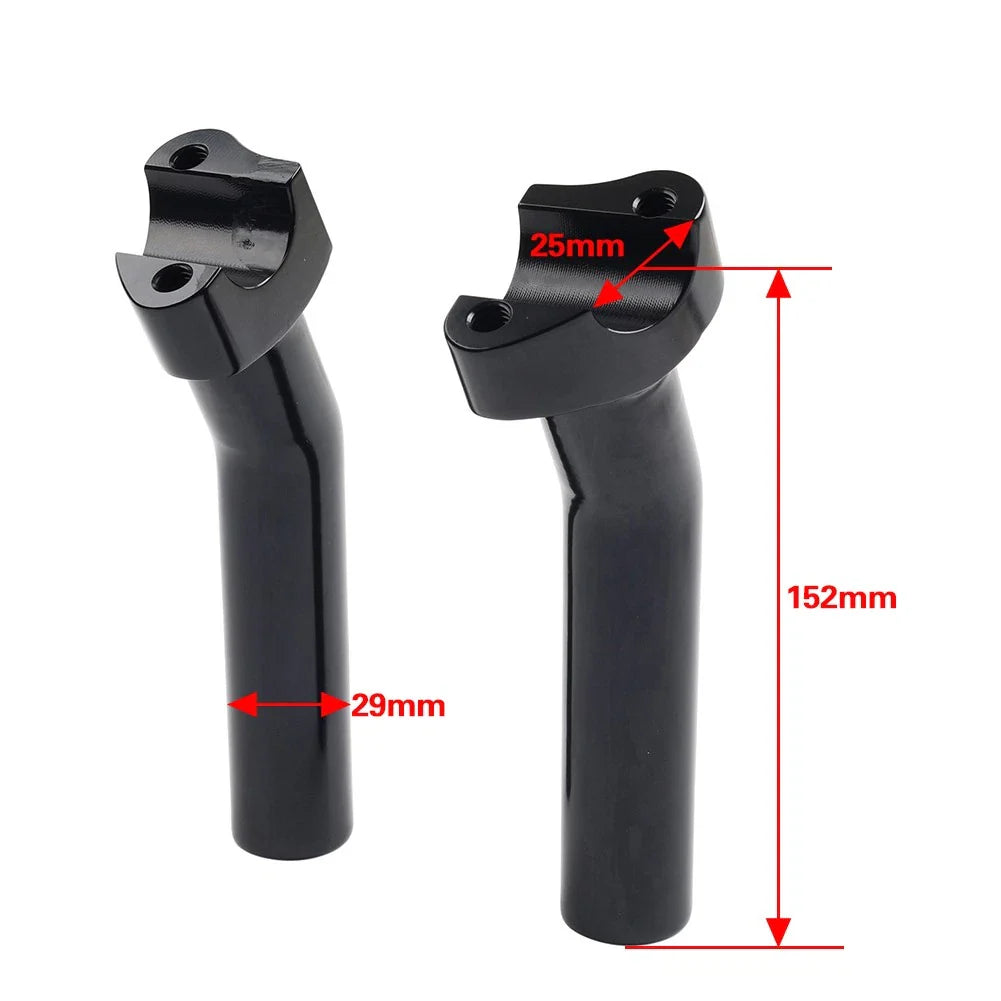6" CNC Pullback Handlebar Risers Black for Harley Dyna Softail Sportster (2004-2023)