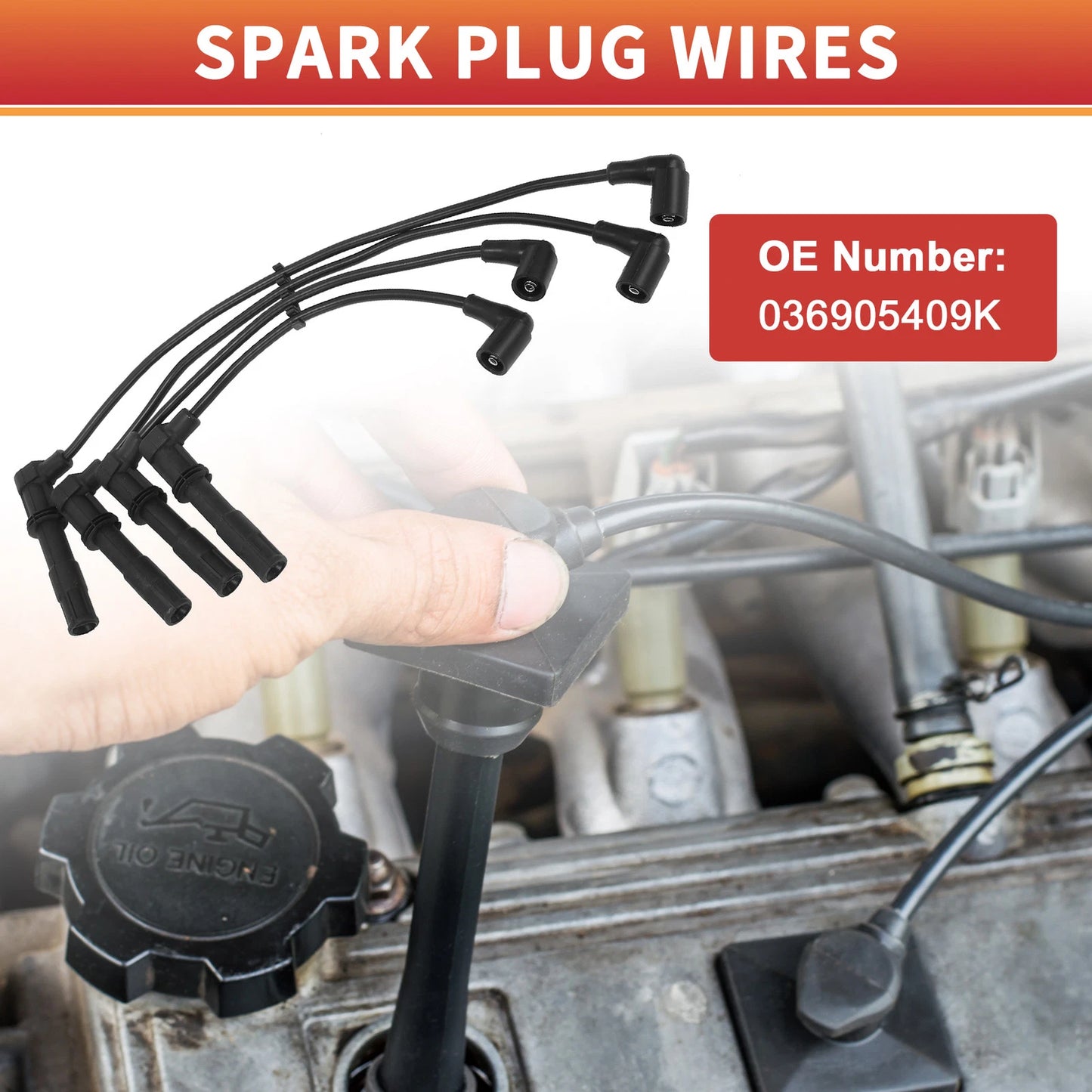 Set of 4 Spark Plug Wire Ignition Coil Cables No. 036905409K for VW Golf IV (1997–2006)