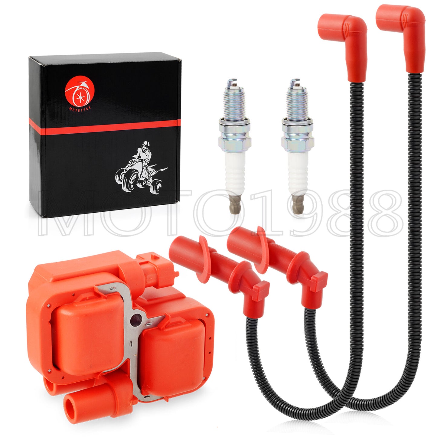 Ignition Coil and Spark Plug Set for Polaris Ranger 700 800 (2005–2010)