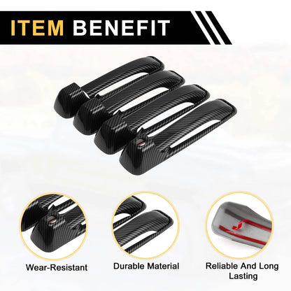 Set of 4 Outside Door Handle Covers for Dodge Ram 1500 (2009–2018) Carbon Fiber