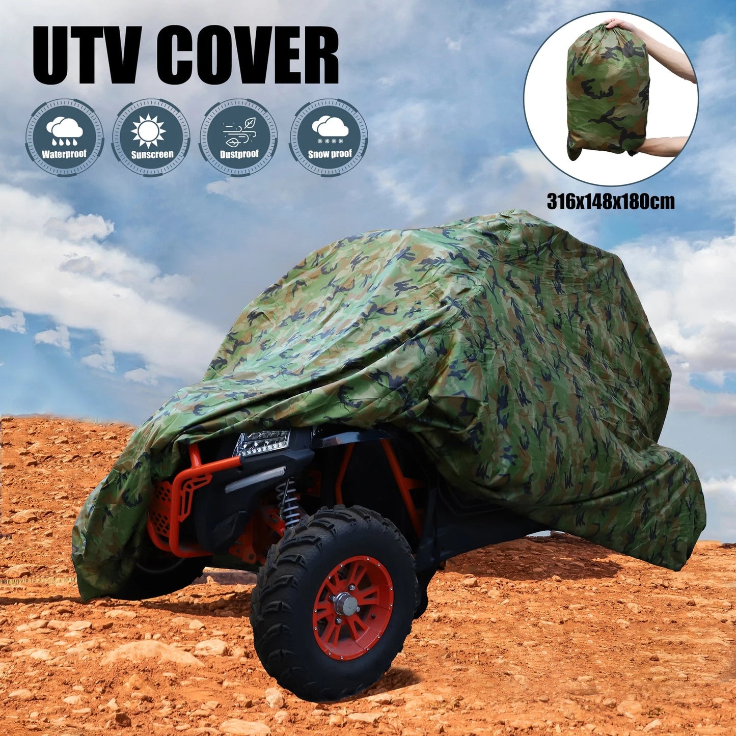 UTV Cover Waterproof Full Cover for Polaris RZR Ranger (Camouflage)