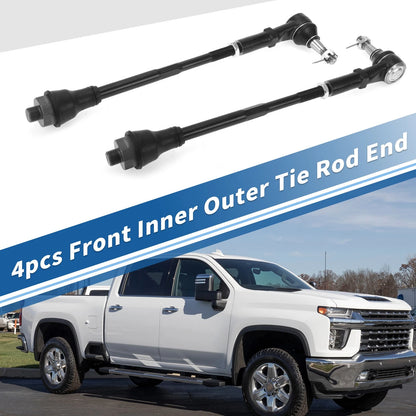 4pcs Front Inner Outer Tie Rod End Link for GMC Sierra 2500 HD (2011–2019)