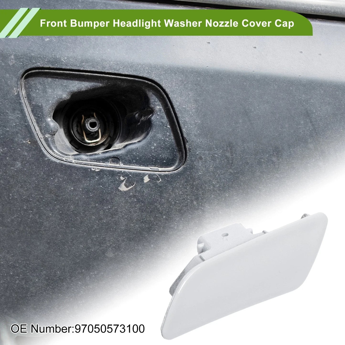 Left Washer Nozzle Cover for Porsche Panamera 2014-2016 (2 x White Caps)