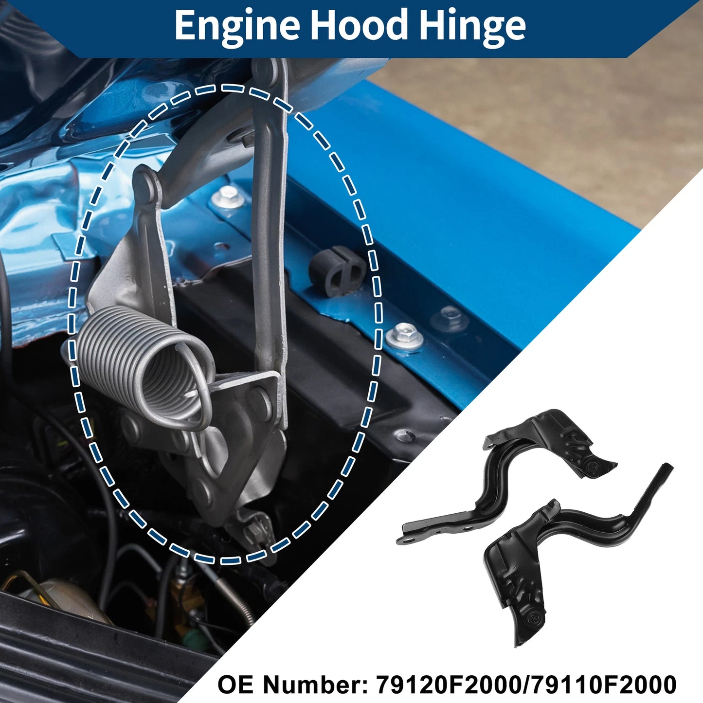 Hood Hinges Set of 2 for Hyundai Elantra (2017–2020) No. 79120F2000
