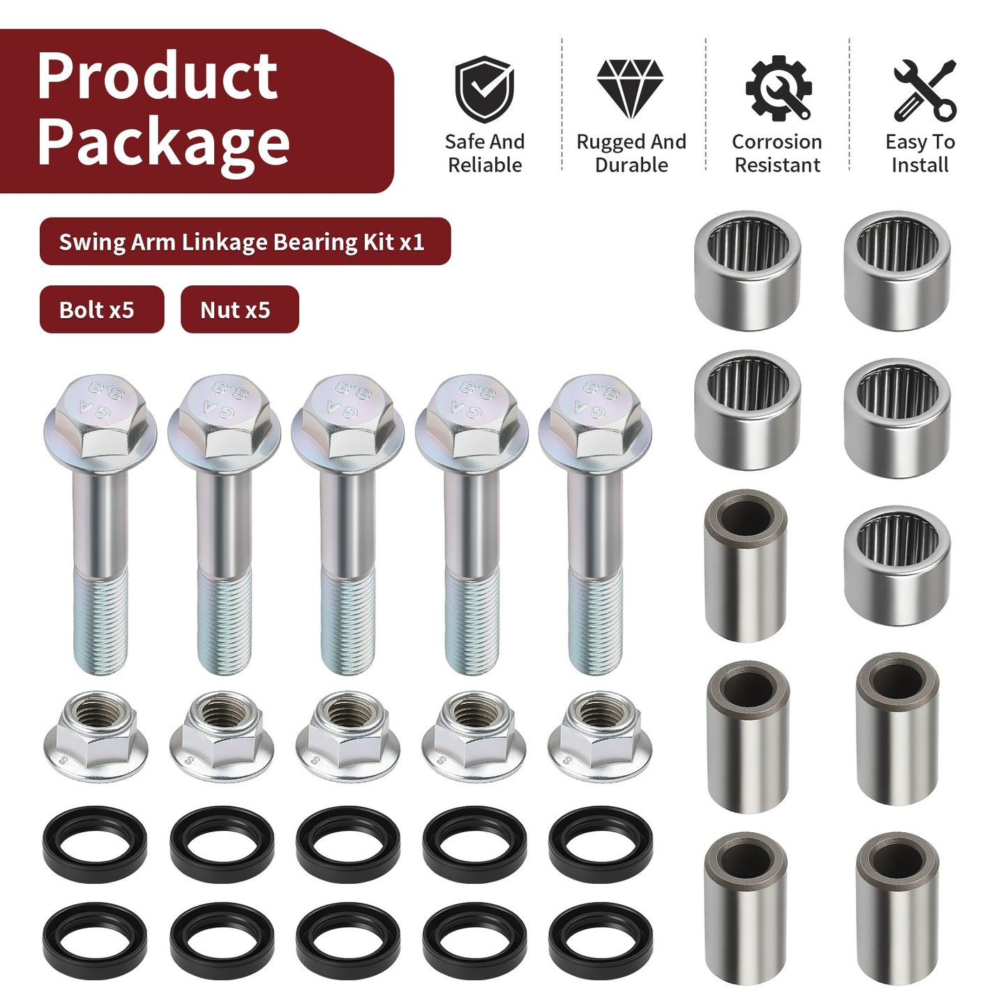 Swing Arm Linkage Bearing Bolt Nut Set for Honda Sportrax 400 (1999–2014)