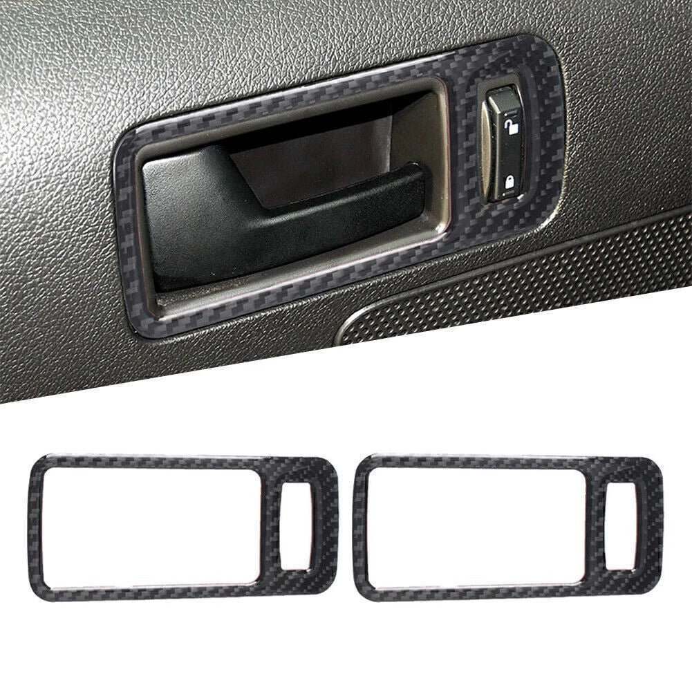 2X Carbon Fiber Interior Door Handle Bowl Trim for Ford Mustang (2009–2013)