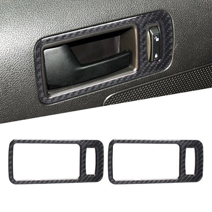 2X Carbon Fiber Interior Door Handle Bowl Trim for Ford Mustang (2009–2013)