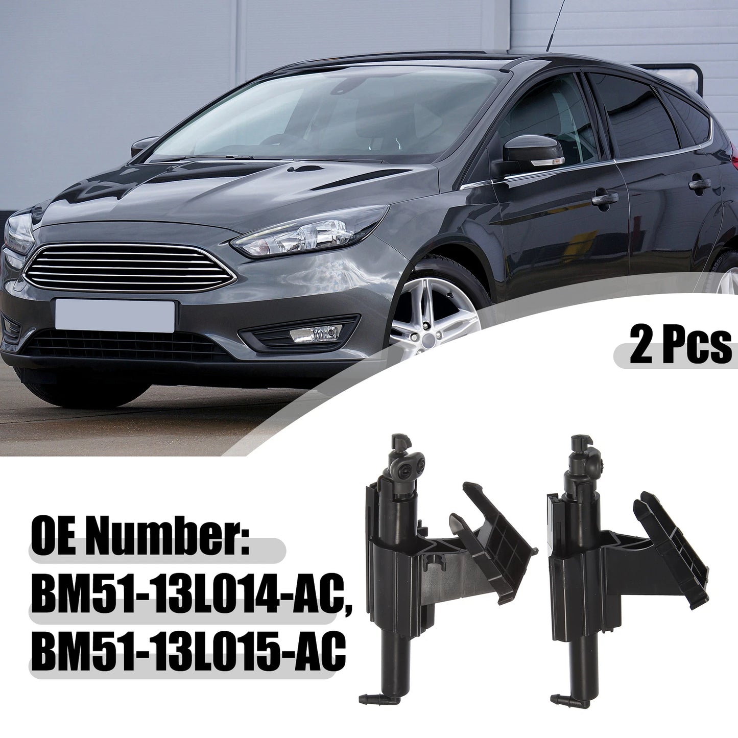 2X Headlight Washer Nozzle Jet for Ford Focus MK3 (2011–2018)