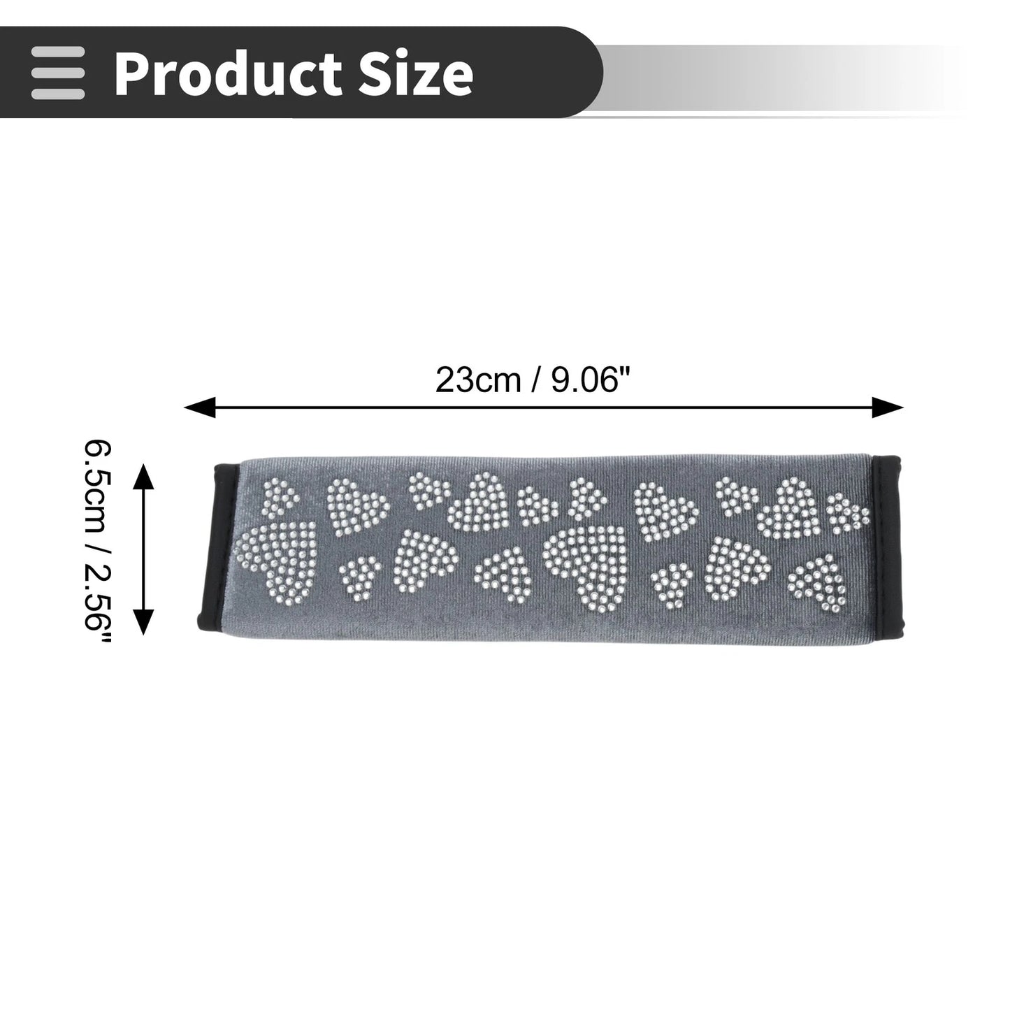 Set of 2 Gray Seat Belt Cover Pads for Universal Fit (23cm)