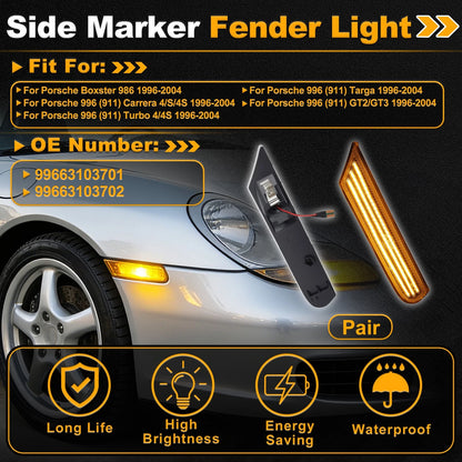 Dynamic LED Amber Side Marker Light 99663103701 for Porsche Boxster (1997–2004)