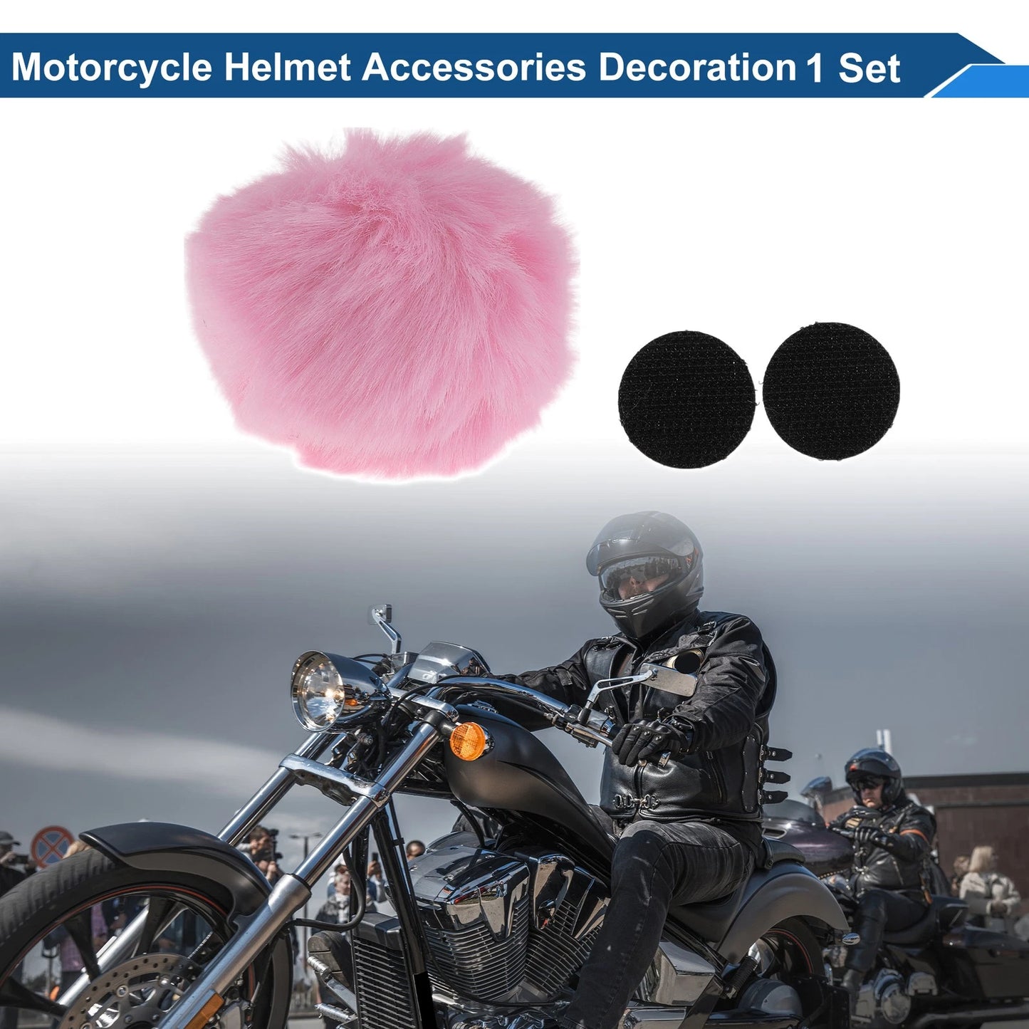 Set of 1 Pink Plush Stickers for Motorcycle Helmet
