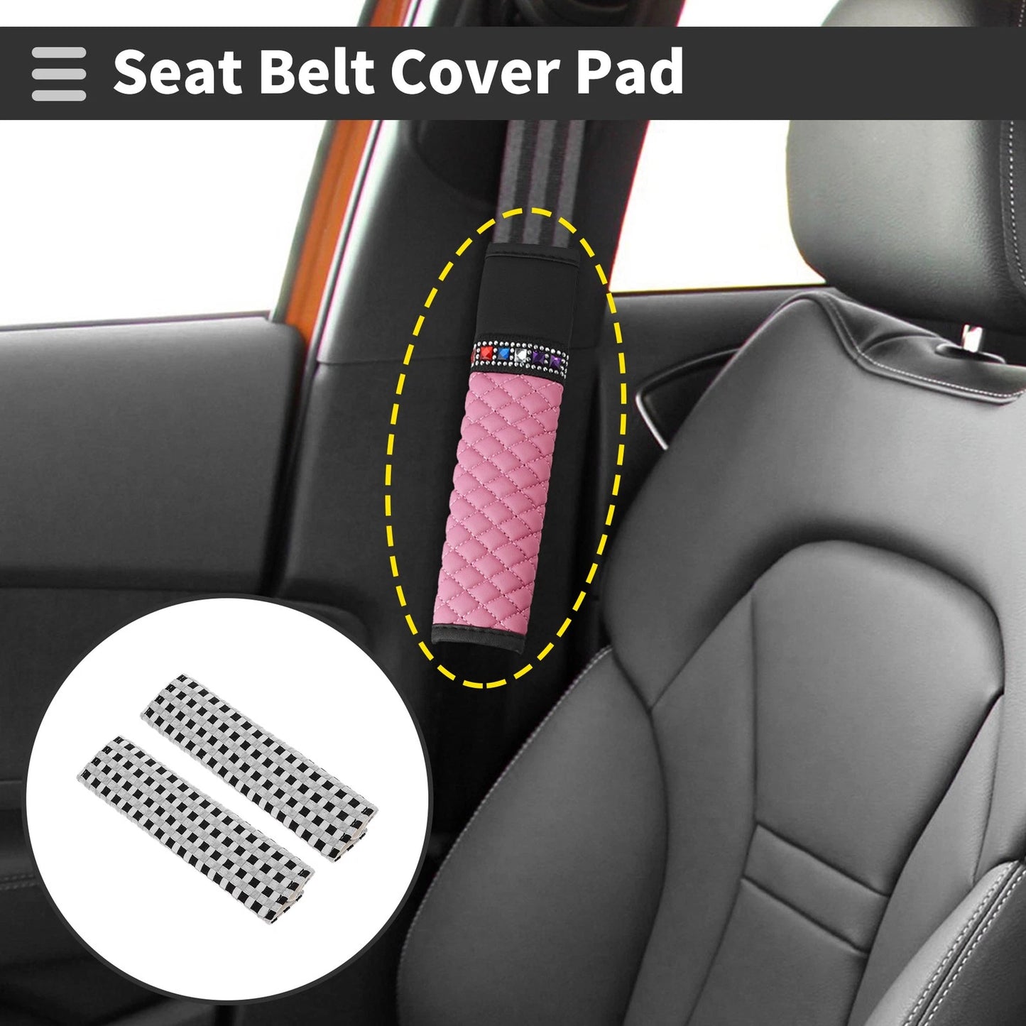 Set of 2 Charcoal Gray Seat Belt Cover Pads for Universal Fit (24cm)