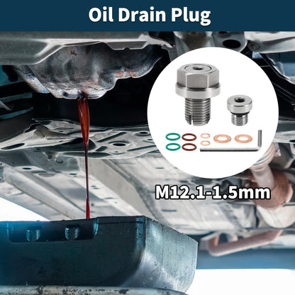Set of 1 M12.1-1.5mm Copper Oil Drain Plug with 4 Gaskets for Car