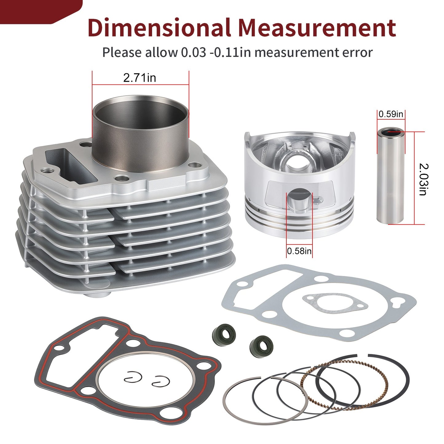 Top End Rebuild Kit with Piston and Gasket for Honda XR200 XR200R XL200R