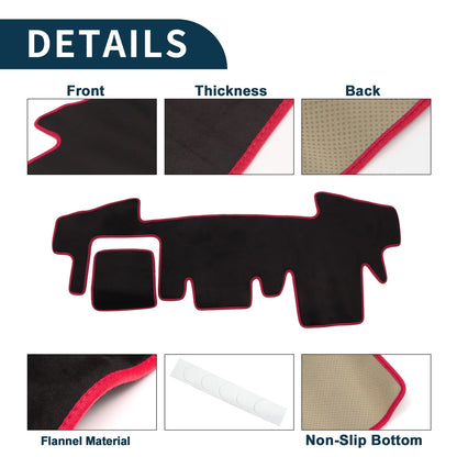 Dashboard Cover Mat for Daihatsu LA900S/LA910S (1 Set) Black Red