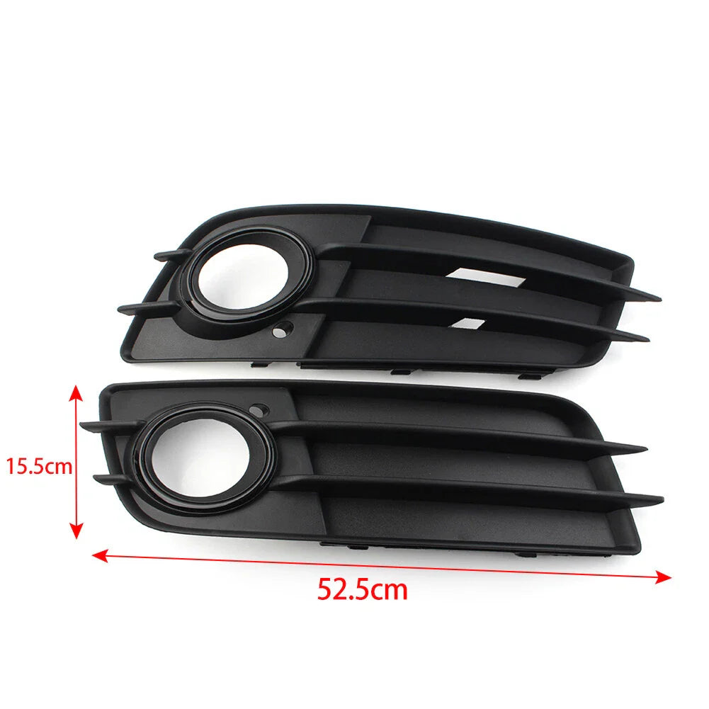 Black Front Bumper Fog Light Grille Covers for Audi A4 B8 S4 (2008-2012)