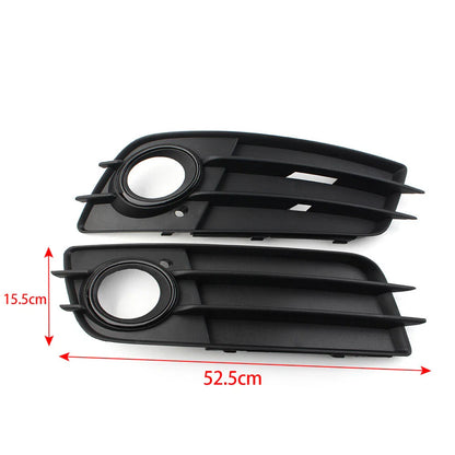 Black Front Bumper Fog Light Grille Covers for Audi A4 B8 S4 (2008-2012)