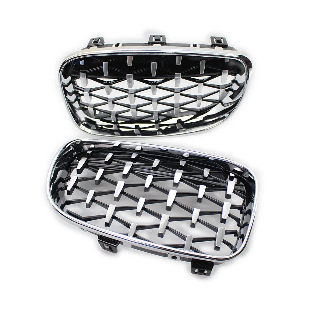 Chrome Black Diamond Front Kidney Grill for BMW 1 Series (2004-2013)