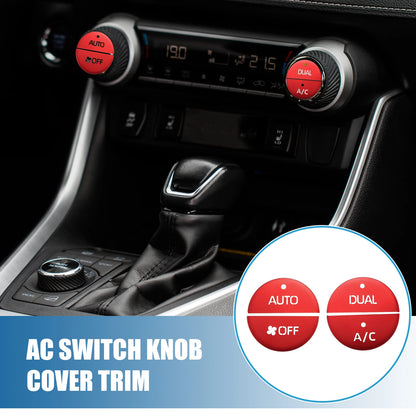 4Pcs AC Switch Knob Cover Trim for Toyota RAV4 (2019–2022) Aluminum Red